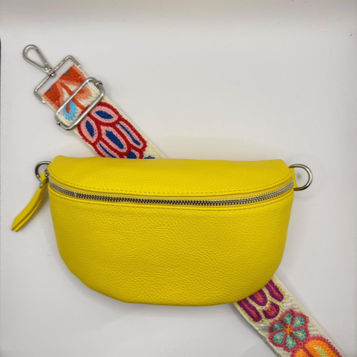 Yellow Bag + Multi Floral Strap