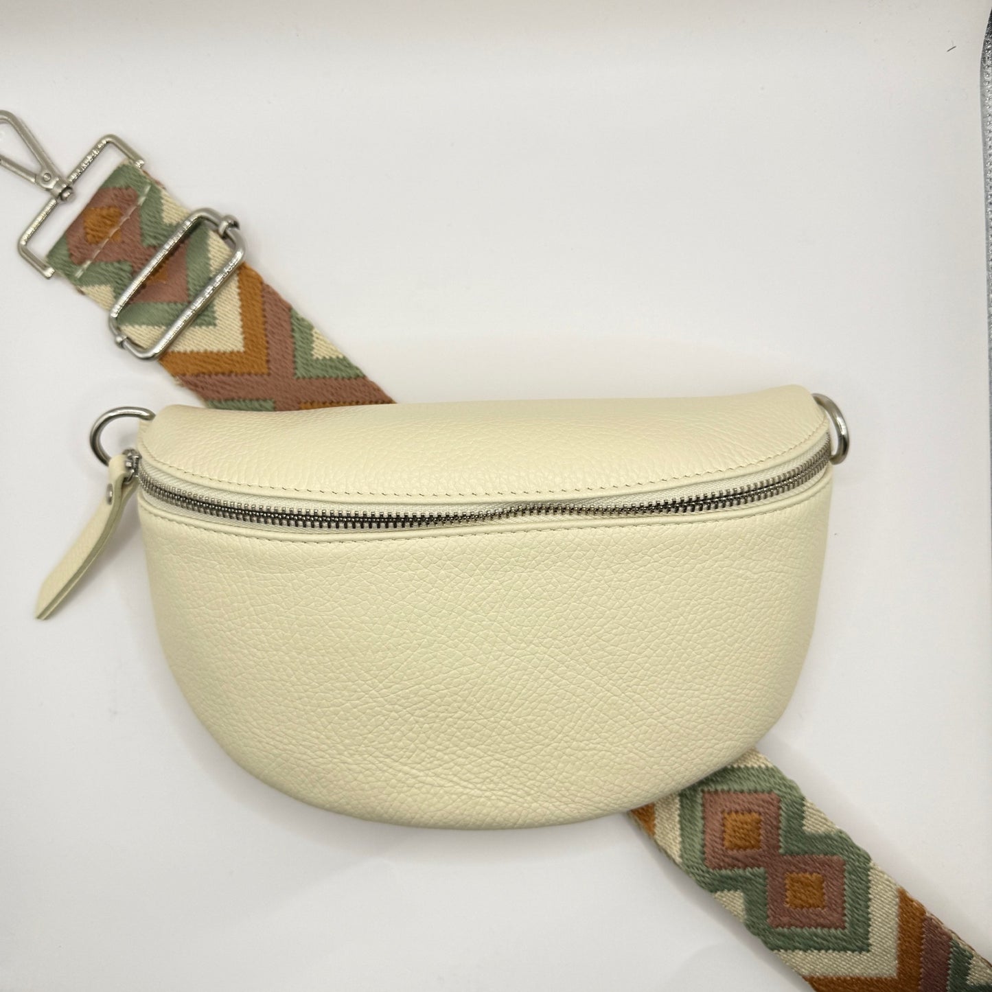 Cream Bag + Sage Aztec Strap