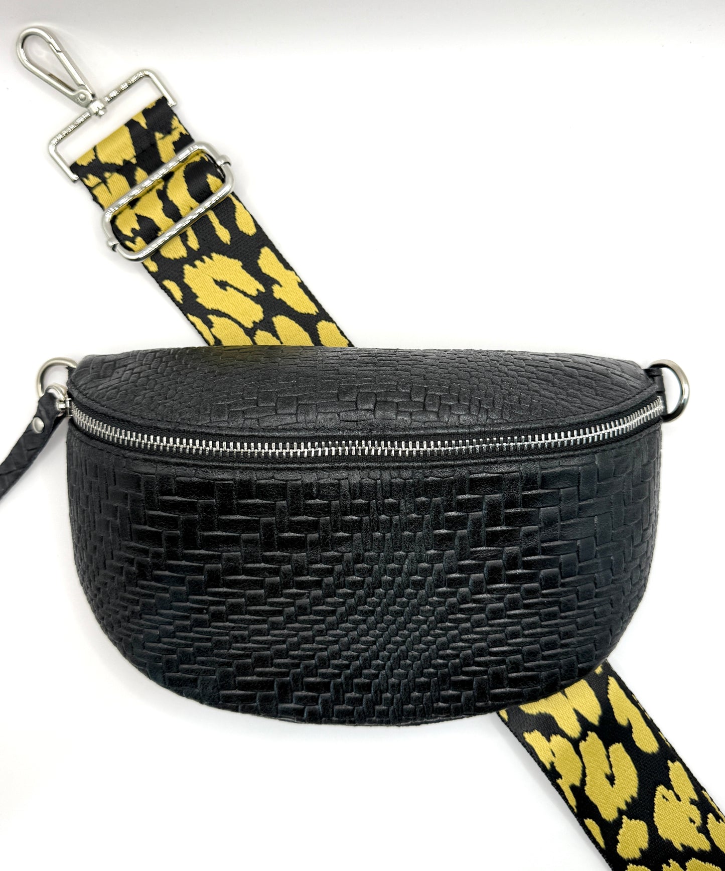 Black Weave Crossbody Bag