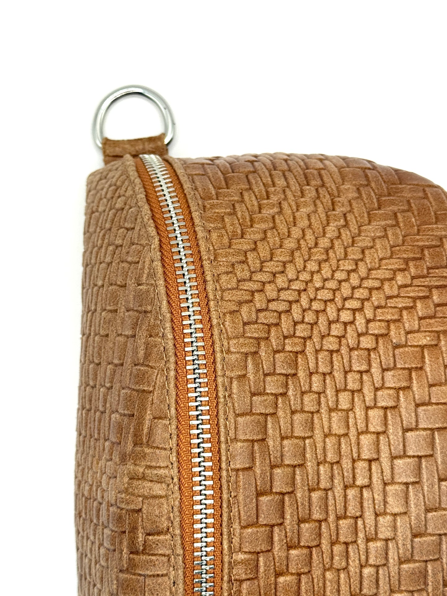 Cognac Weave Crossbody Bag
