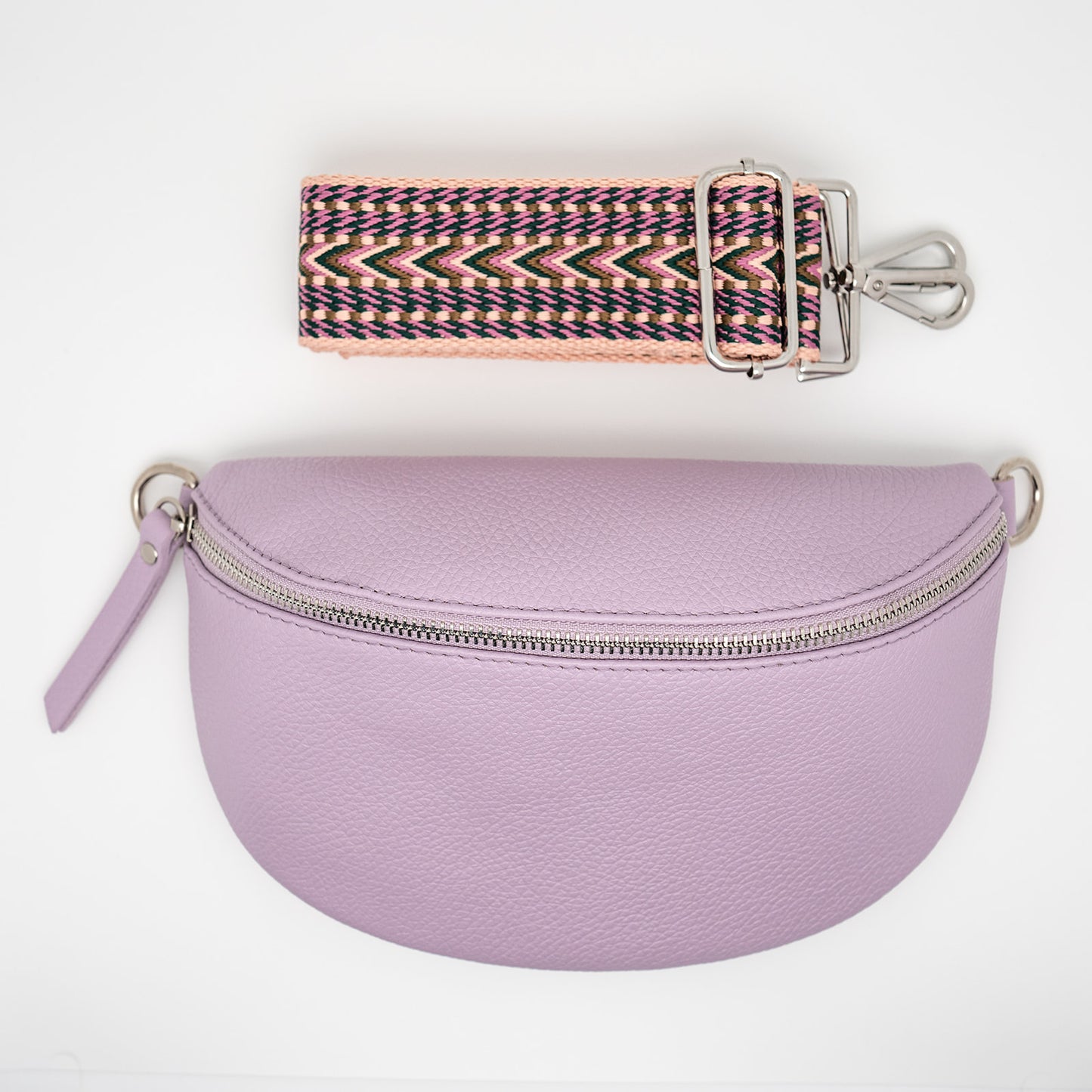 Lilac Bag + Pink Arrow Strap