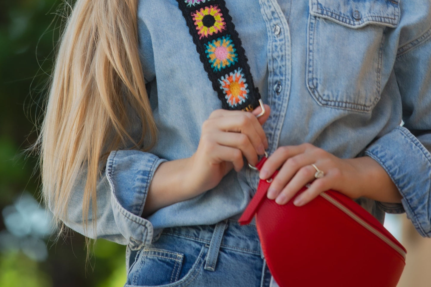 Textured Floral Adjustable Strap