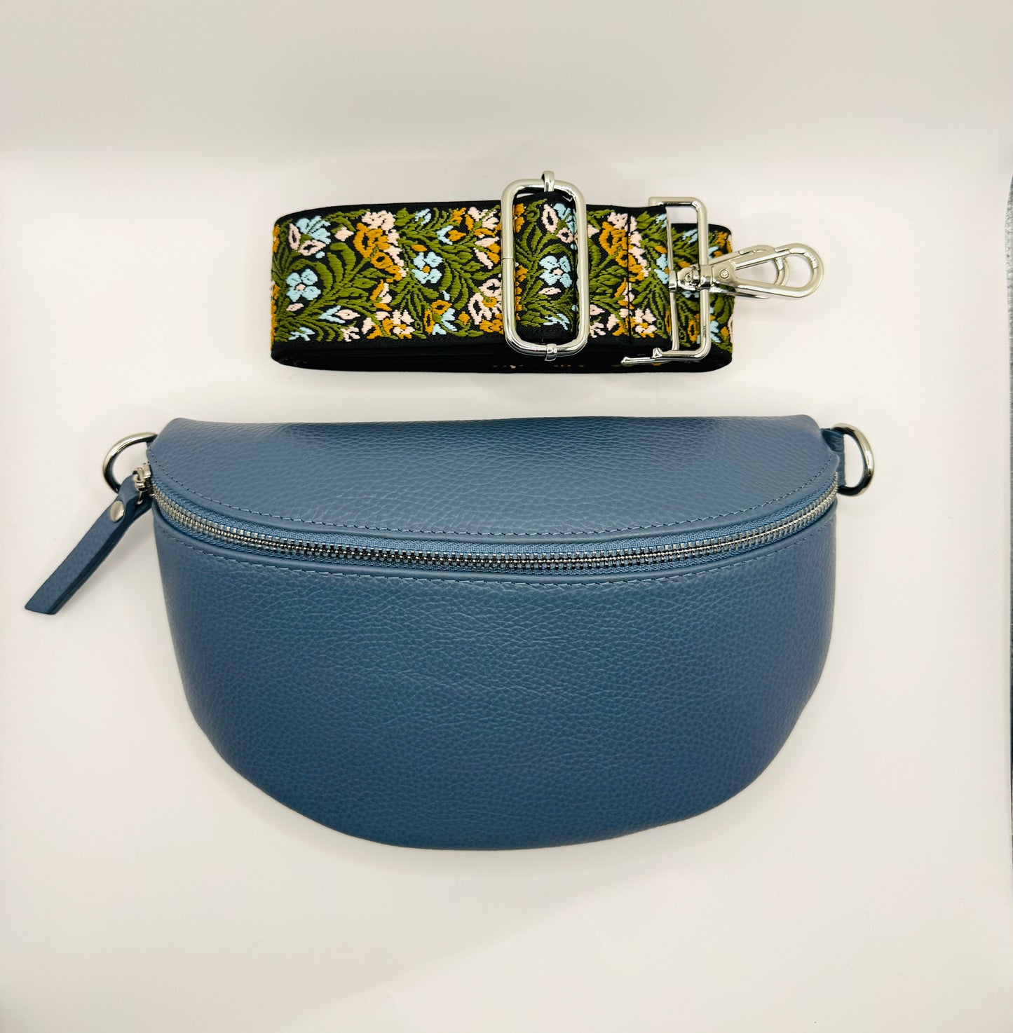 Cru Blue Bag + Blue Floral Strap