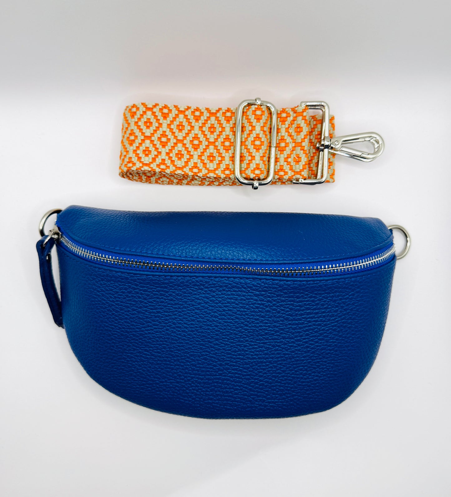 Royal Blue Bag + Orange Diamond Strap