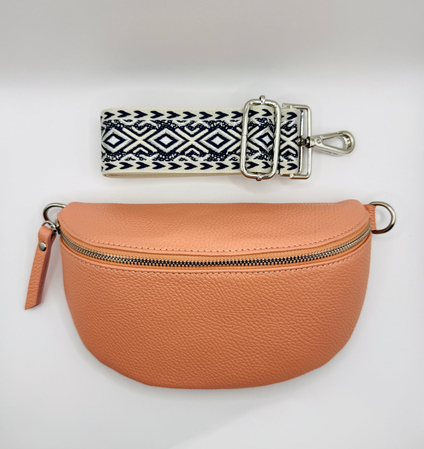 Peach Bag + Navy Basic Strap