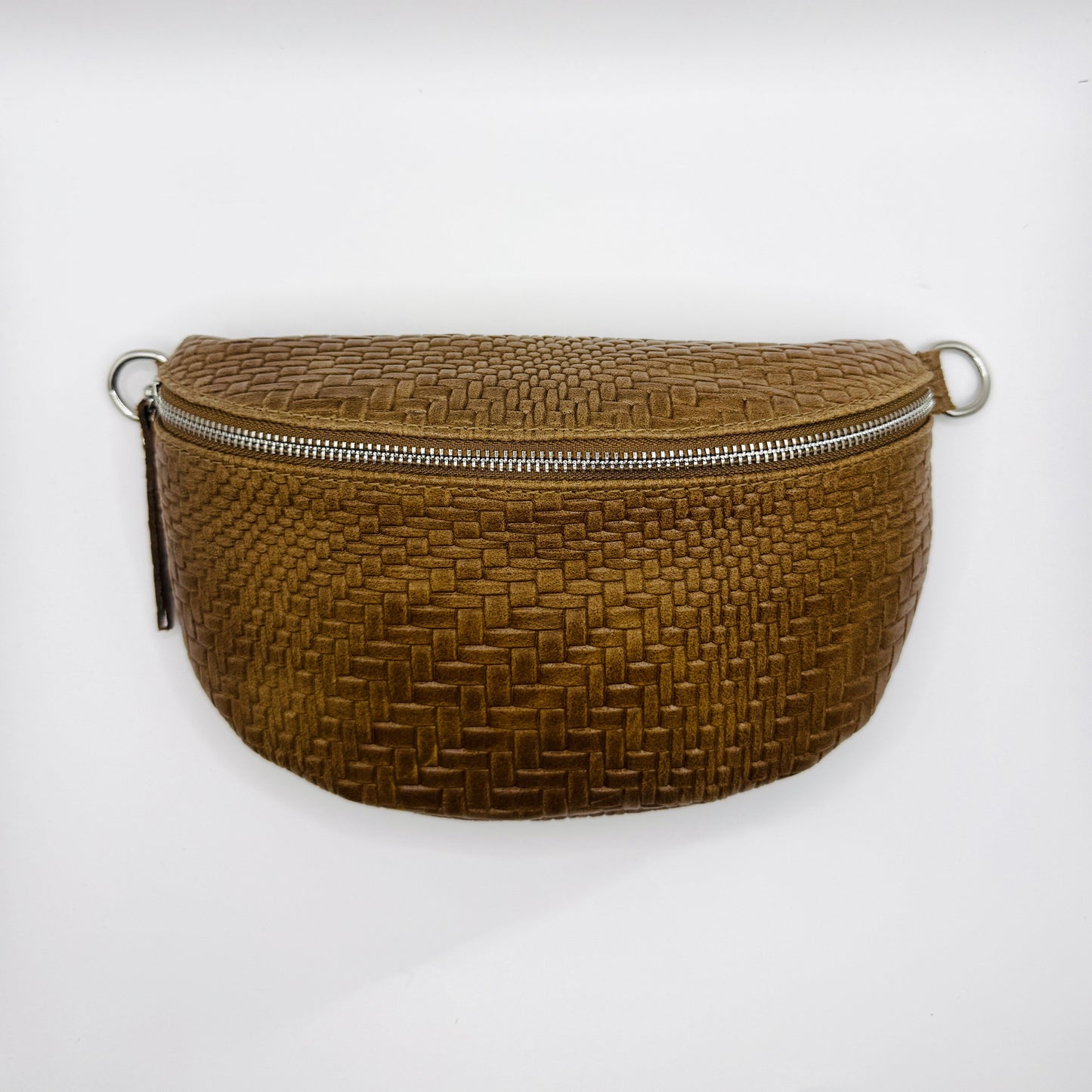 Cognac Weave Crossbody Bag