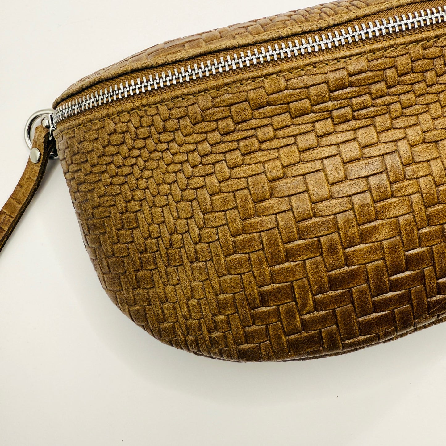 Cognac Weave Crossbody Bag