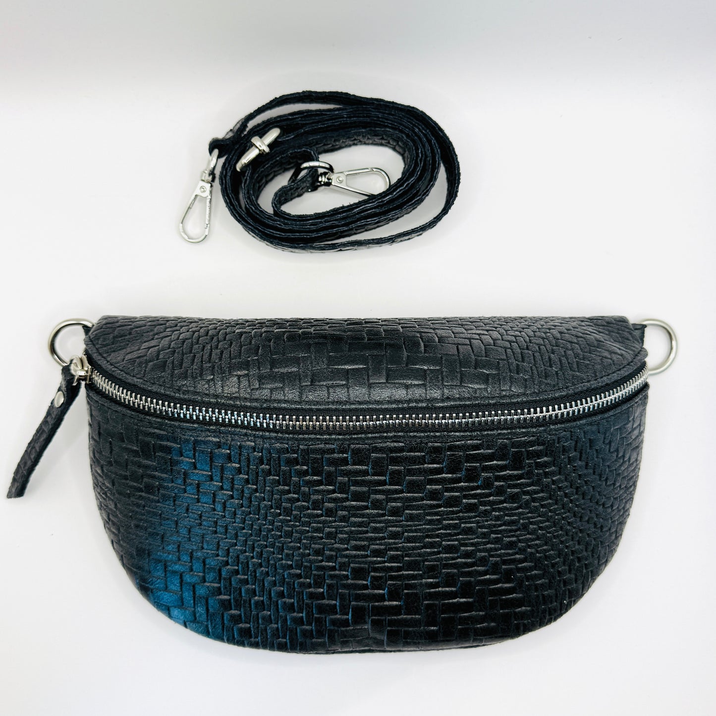 Black Weave Crossbody Bag