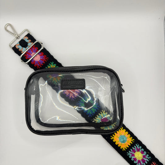 Clear Bag + Black Crochet Strap