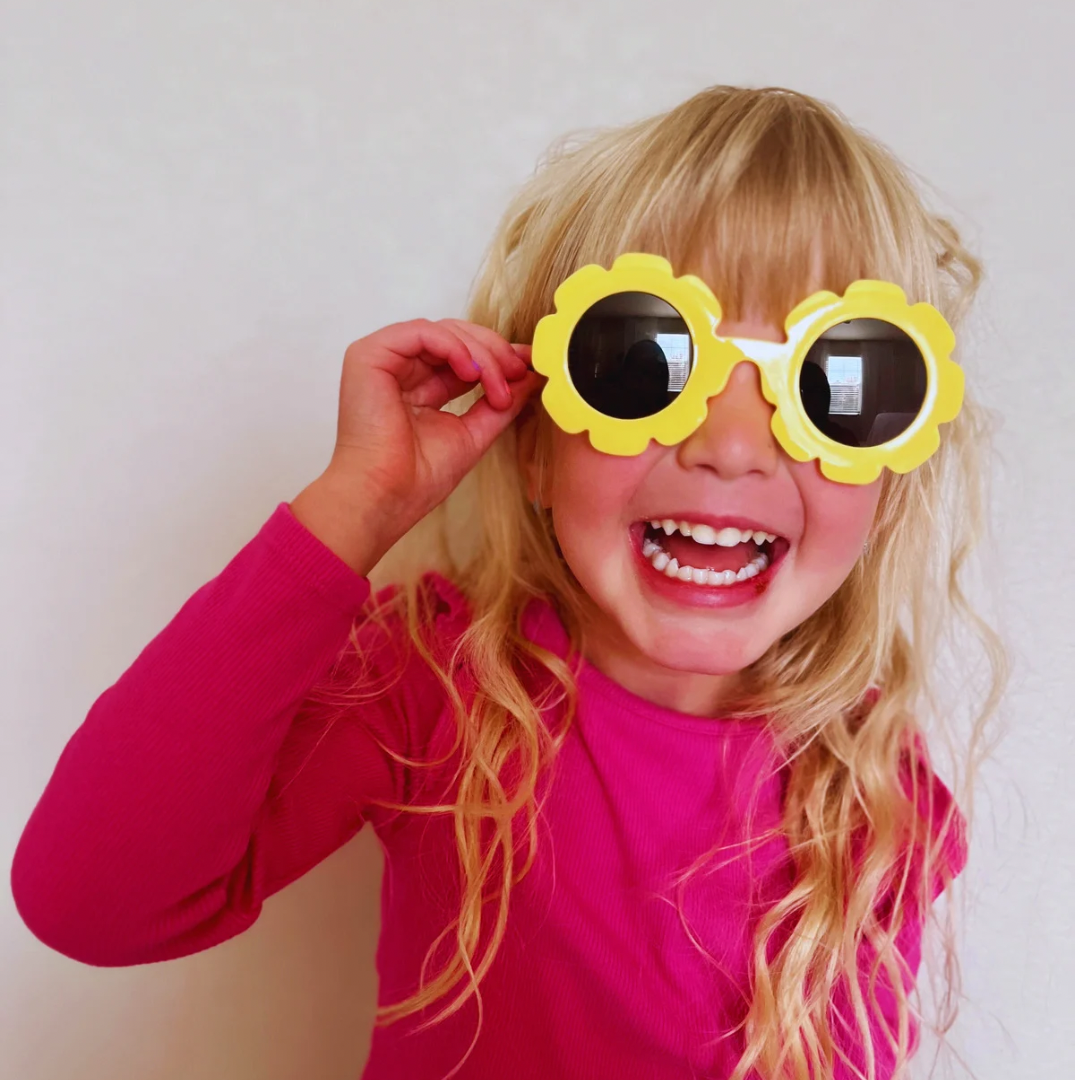 Yellow + Pink floral kids sunglasses