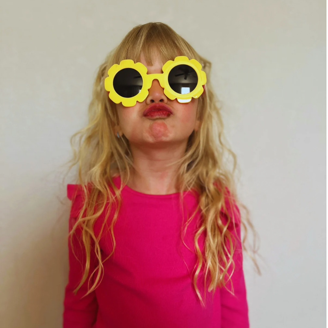 Yellow + Pink floral kids sunglasses