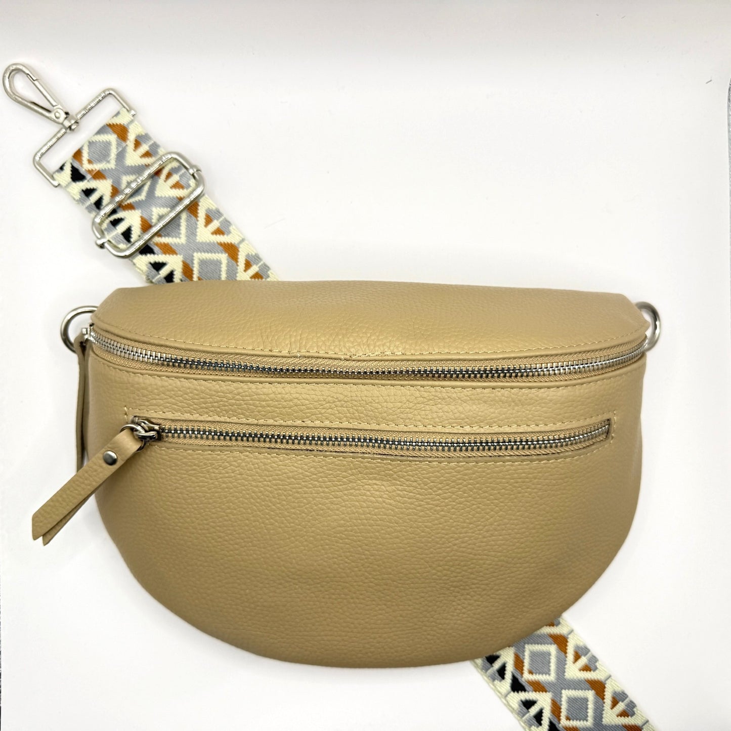 Taupe Bag + Gray Basic Strap