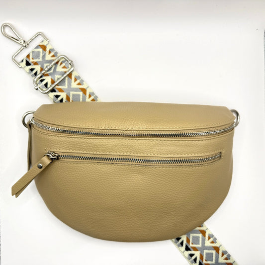 Taupe Bag + Gray Basic Strap