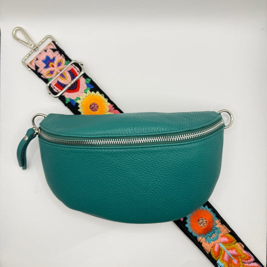 Teal Bag + Black Tropical Strap