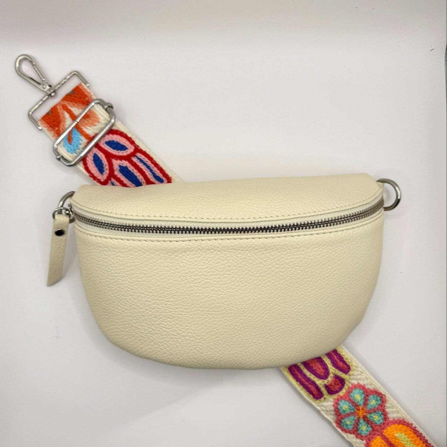 Cream Bag + Multi Floral Strap