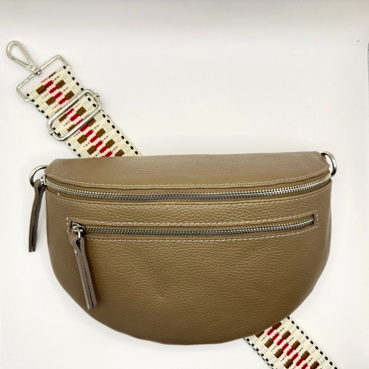 Cappuccino Bag + Red/Brown Alta Strap
