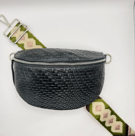 Black Weave Bag + Black Aztec Strap