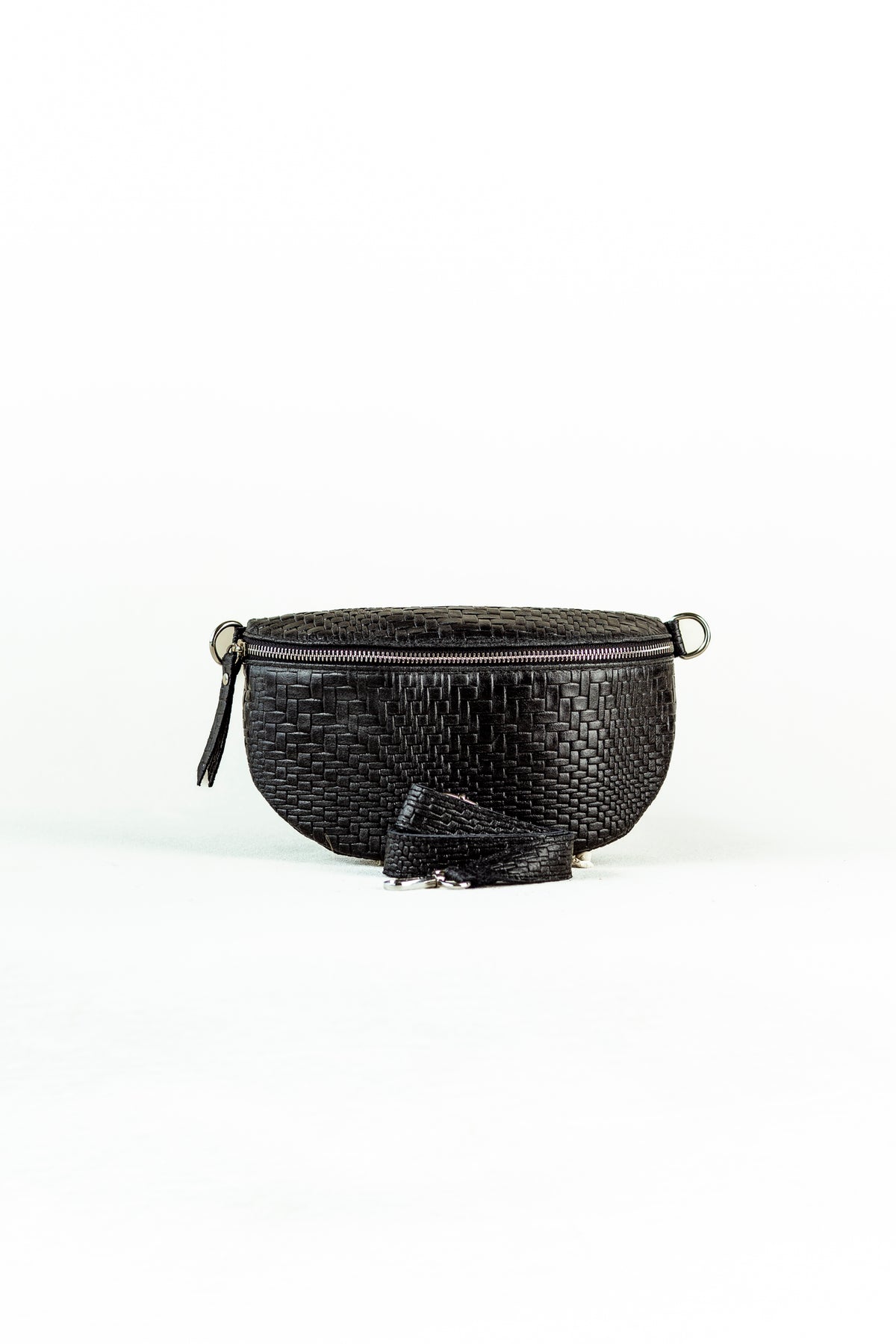 Black Weave Crossbody Bag