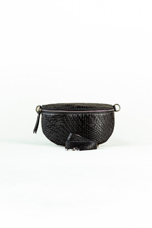 Black Weave Crossbody Bag