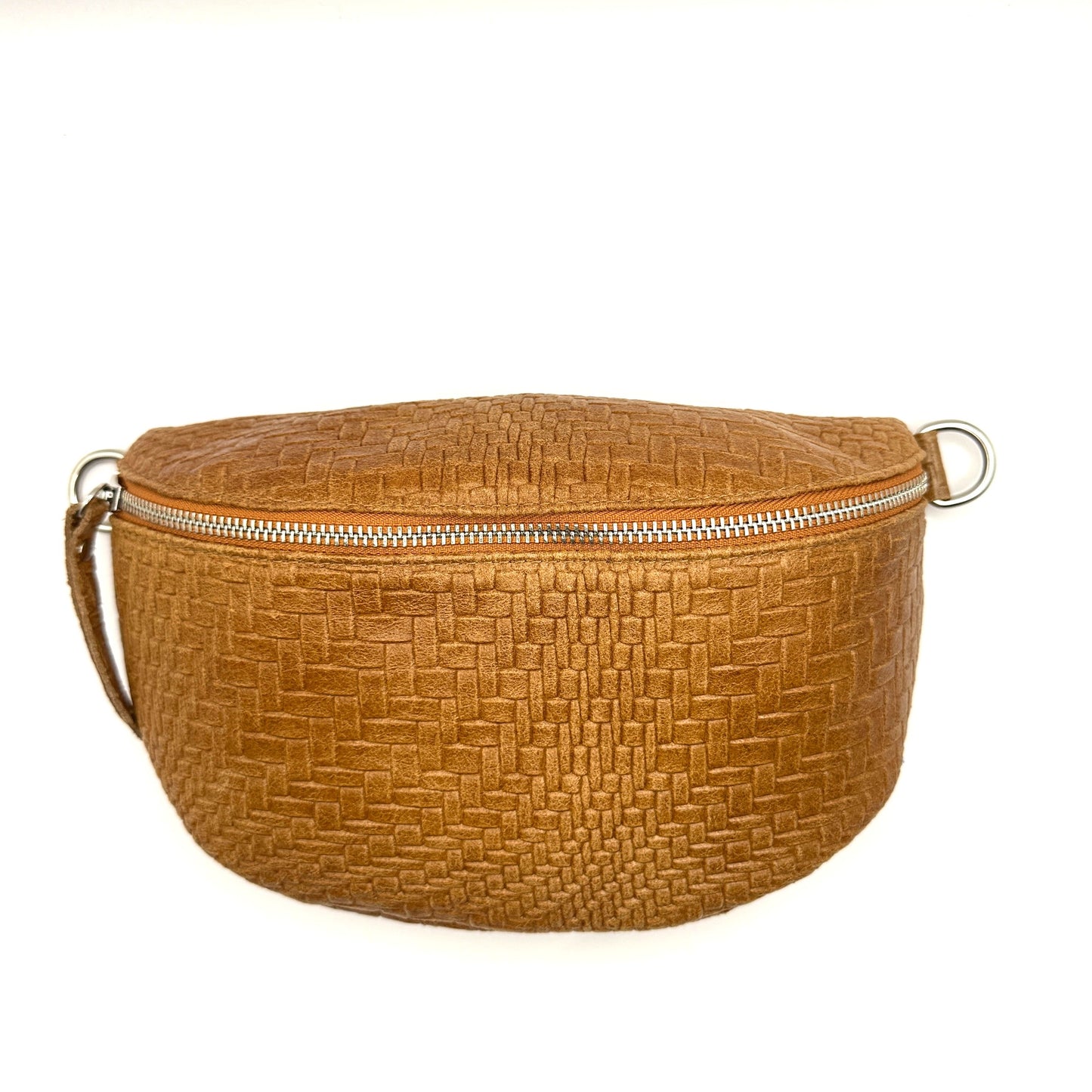 Cognac Weave Crossbody Bag