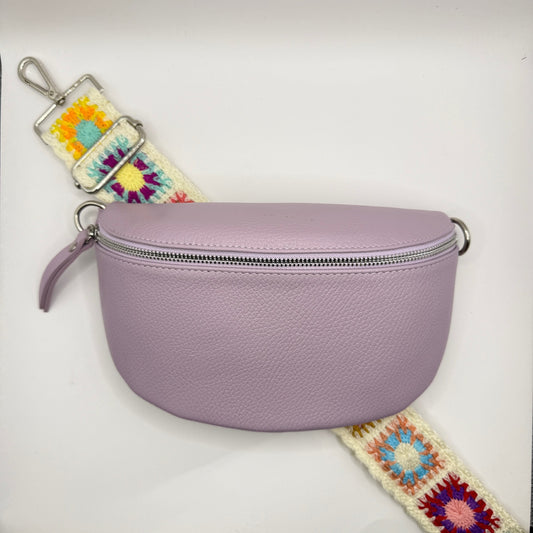 Lilac Bag + Cream Crochet Strap